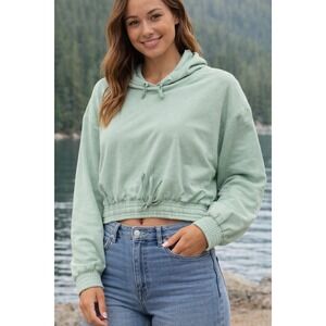 Sweaty Betty After Class Cropped‎ Hoodie Sage Green XS Pullover Sweatshirt